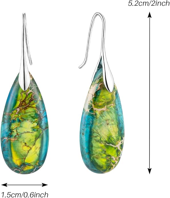 SELOVO Stone Fishhook Dangle Drop Earrings Statement Earrings for Women Stone