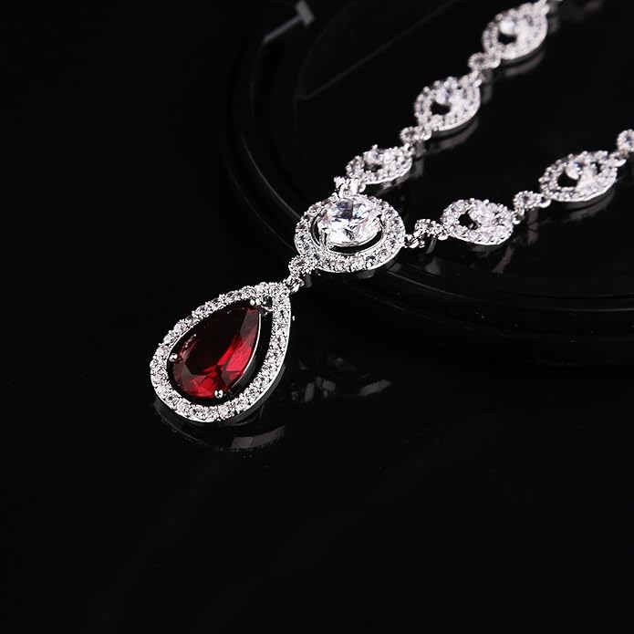 GULICX AAA Cubic Zirconia CZ Silver Plated Base Women's Party Jewelry Set Earrings Pendant Necklace