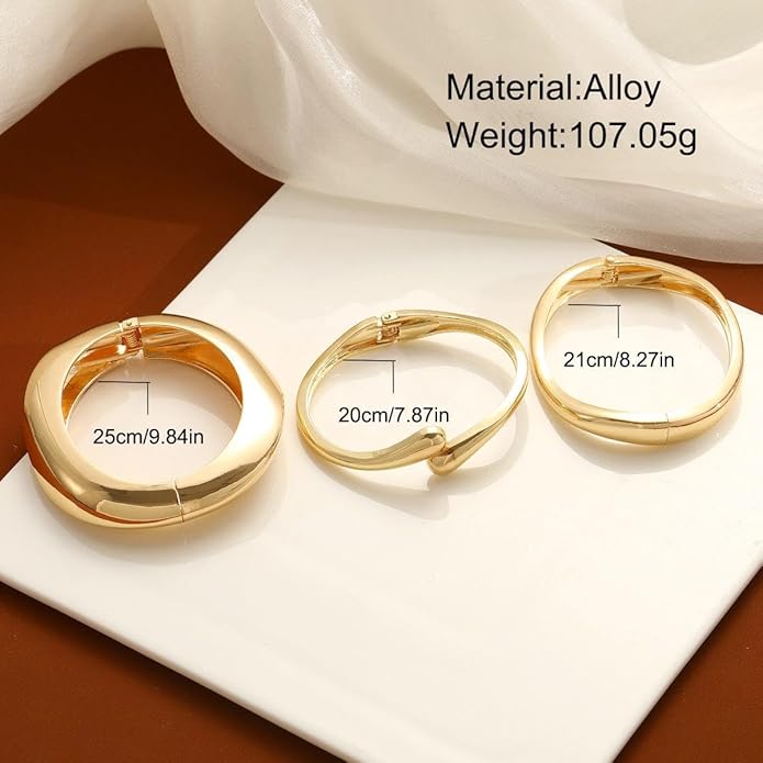 Gold Bangle Bracelets for Women Teens Trendy Chunky Adjustable Twist Cuff Bracelet Jewelry Gifts