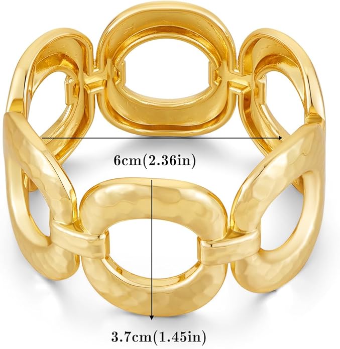 Chunky Gold Bracelet for Women - Bold Bangle and Statement Adjustable Bracelet, Modern Chunky Jewelry Collection