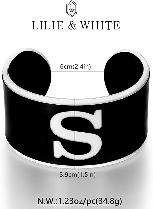 LILIE&WHITE Acrylic Monogram Resin Bracelet for Women Trendy Acrylic Statement Bracelets Jewelry Gift