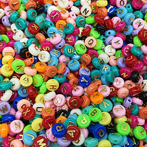 Amaney 500pcs Big Colorful Letter Beads 10x6mm Alphabet Round Flat Beads for DIY Craft Making - color: BigColorful
