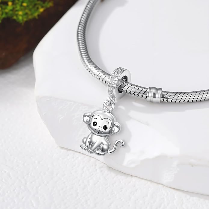 PROESS Sterling Silver/Red Panda/Cow/Highland Cow/Otter/Squirrel/Elephant/Axolotl/Cat/Fox/Bee/Butterfly/Hummingbird/Tiger/Lion/Mokeny/Koala/Dog Charm Animal Charms Bead for Jewelry Making