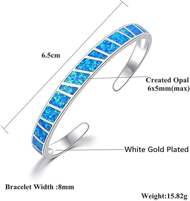 CiNily Womens Cuff Bracelet,Opal Bangle Bracelets Gold Plated Hypoallergenic Ladies Gemstone Open Cuff Bangle Bracelet