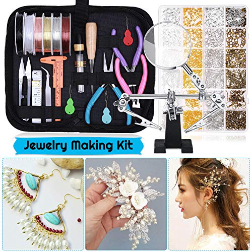 shynek Jewelry Making Supplies, 1597pcs Jewelry Kit with Jewelry Pliers Tools Jewelry Wire and Jewelry Accessories for Earrings, Necklaces, Bracelets Jewelry Making and Repair