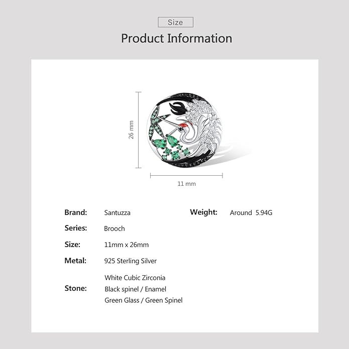 Santuzza 925 Sterling Silver Enamel Brooch Pin for Women