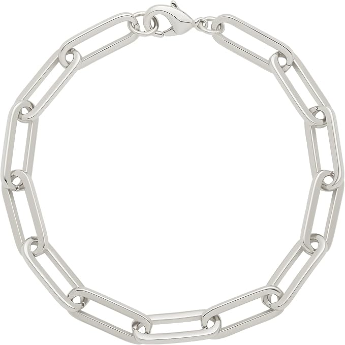 Amazon Essentials 14k Gold Plated or Silver Plated Chunky Chain Link Bracelet 7.5"