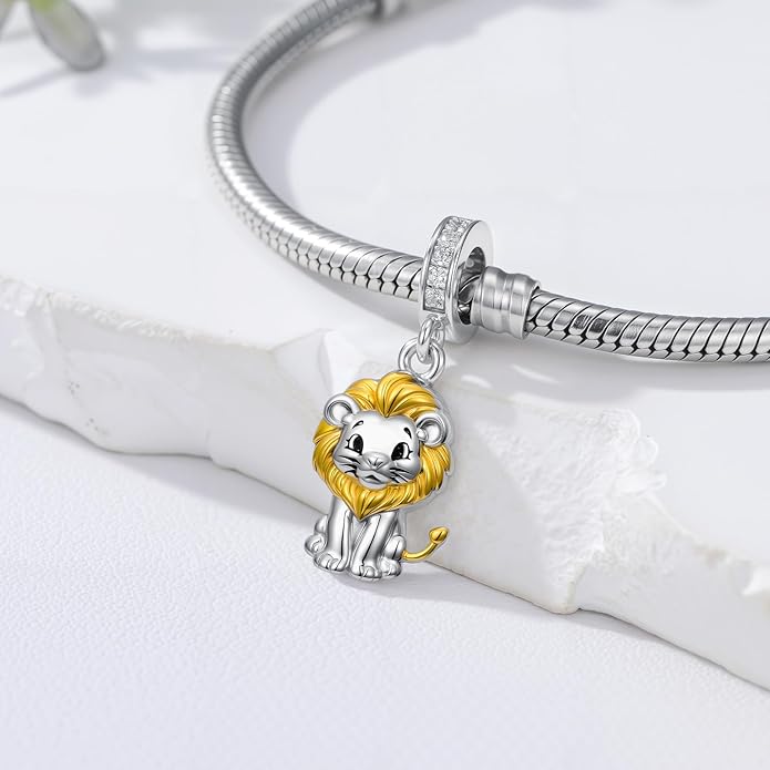 PROESS Sterling Silver/Red Panda/Cow/Highland Cow/Otter/Squirrel/Elephant/Axolotl/Cat/Fox/Bee/Butterfly/Hummingbird/Tiger/Lion/Mokeny/Koala/Dog Charm Animal Charms Bead for Jewelry Making