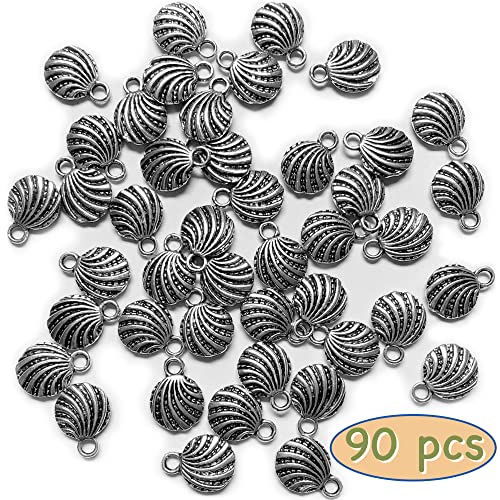 Heather's cf Silver Sea Charms – Antique Pendants, Non-Tarnish, Lead-Free & Nickel-Free, Bulk Ocean Animal Charms for DIY Jewelry, Bracelets, Necklaces, Earrings, Beach Craft Supplies (Sea Animals) - color: Seashell Scallop - 90 Pc
