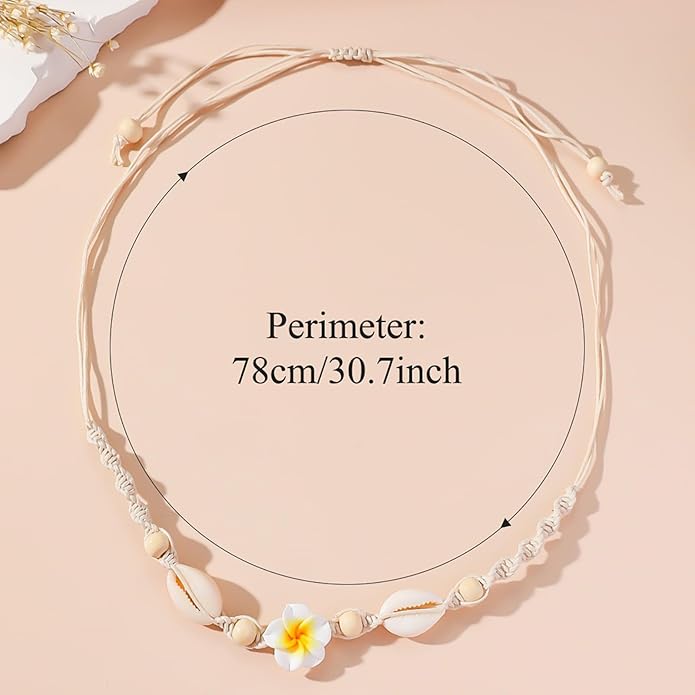 Nackiy Handmade Sea Shell Necklace for Women Summer Adjustable Natural Shell Collar Necklace