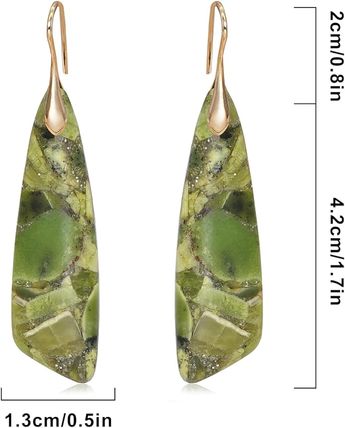 Natural Stone Earrings for Women Boho Triangles Dangle Drop Earrings