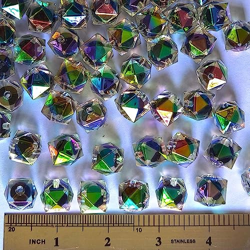 Mixed Lots Shiny AB Color Acrylic Faceted Cube Bead DIY Beading Hairband Bracelets Necklace Craft Embelishment (Gradient-Cube) - color: Gradient-Cube