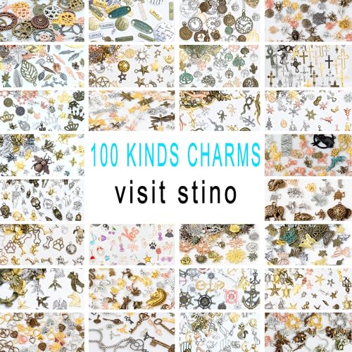 stino 100g Metal Pendant Charms for Jewelry Making, Bulk Silver & Gold Plated Charms for Braclet Necklace Crafts, Animal Plant Flower Pet and so on - color: Eagle Bronze Glod
