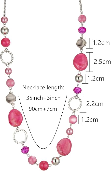 PEARL&CLUB Long Beaded Necklaces For Women - Sweater Chain Fashion Jewelry Necklace Gifts For Women