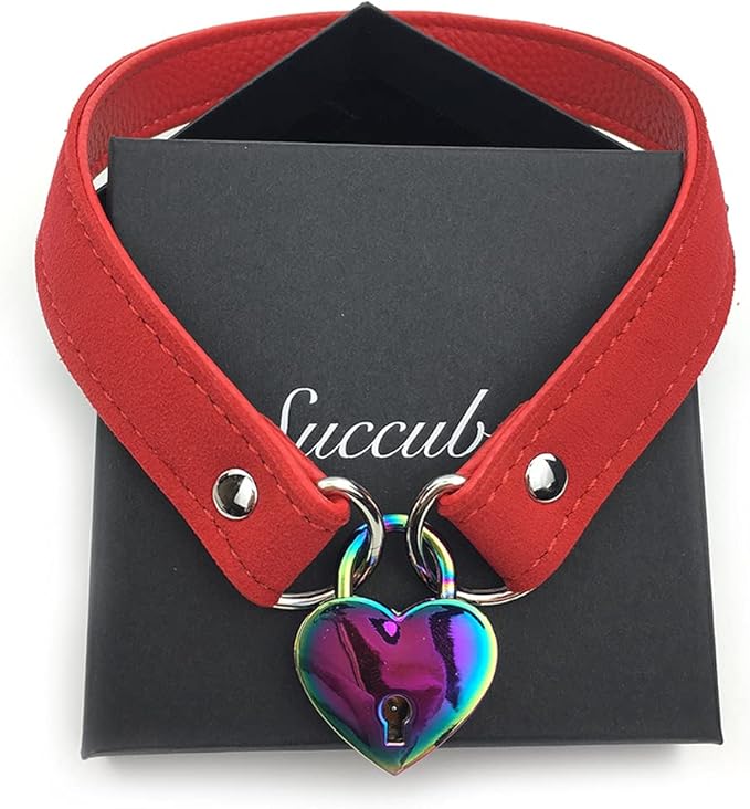 Padlock Choker Collar Necklace with Lock and Key Heart Lock Choker for Women and Men (E, 18)
