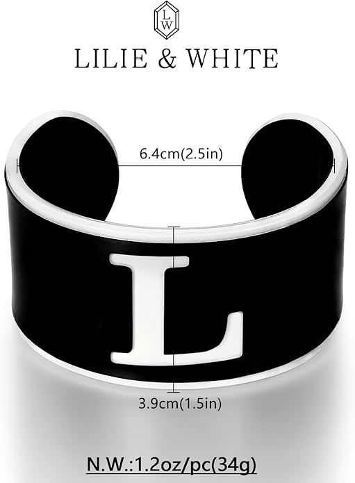 LILIE&WHITE Acrylic Monogram Resin Bracelet for Women Trendy Acrylic Statement Bracelets Jewelry Gift
