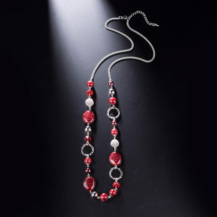 PEARL&CLUB Long Beaded Necklaces For Women - Sweater Chain Fashion Jewelry Necklace Gifts For Women