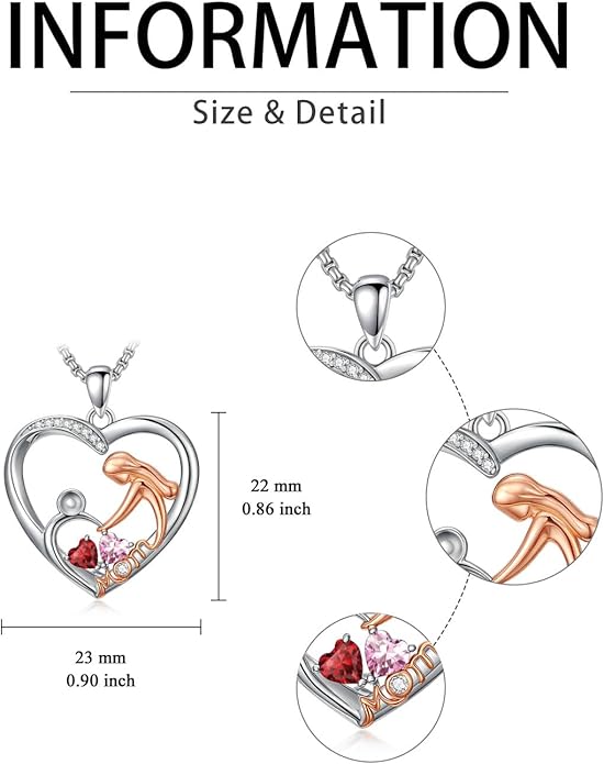 Valentines Day Gift for Mom Mother Daughter Necklace Birthstone Necklaces for Women Anniversary Jewelry Valentine Mothers Day Christmas Birthday Gifts for Mom Women Her Wife Girlfriend