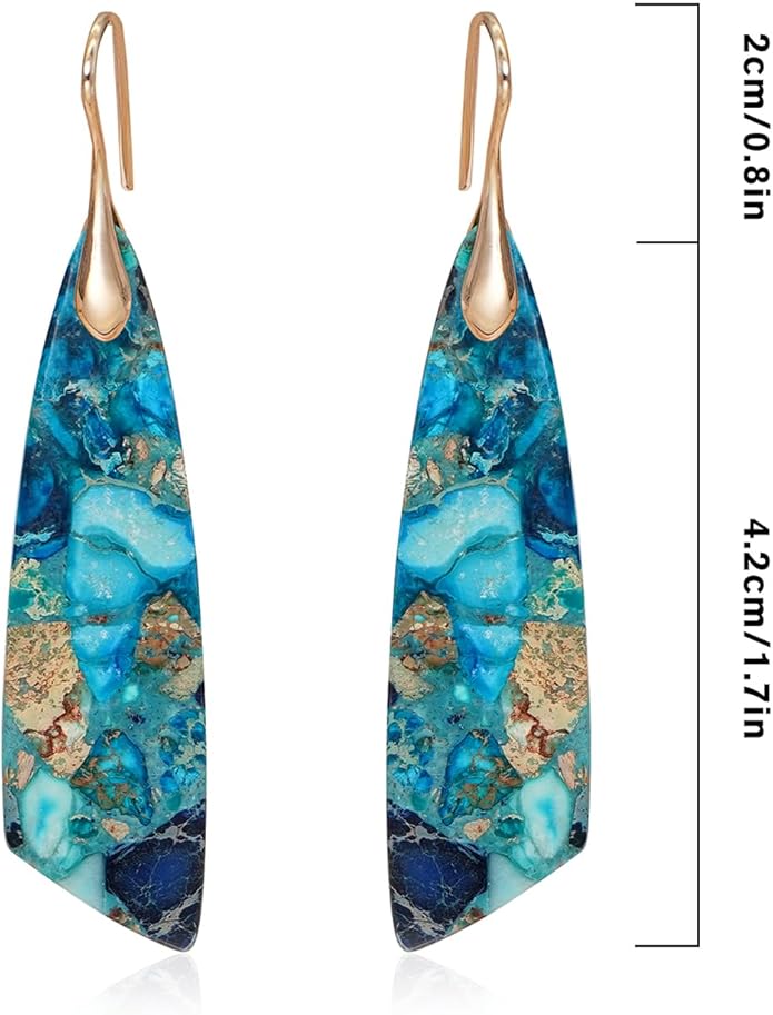 Natural Stone Earrings for Women Boho Triangles Dangle Drop Earrings