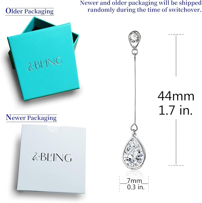 SBLING Cubic Zirconia Teardrop Earrings, Diamond Earrings, Wedding Earrings for Brides Bridesmaids, Bridal Dangle Earrings, Teardrop Crystal Drop earrings for Women Jewelry Gifts