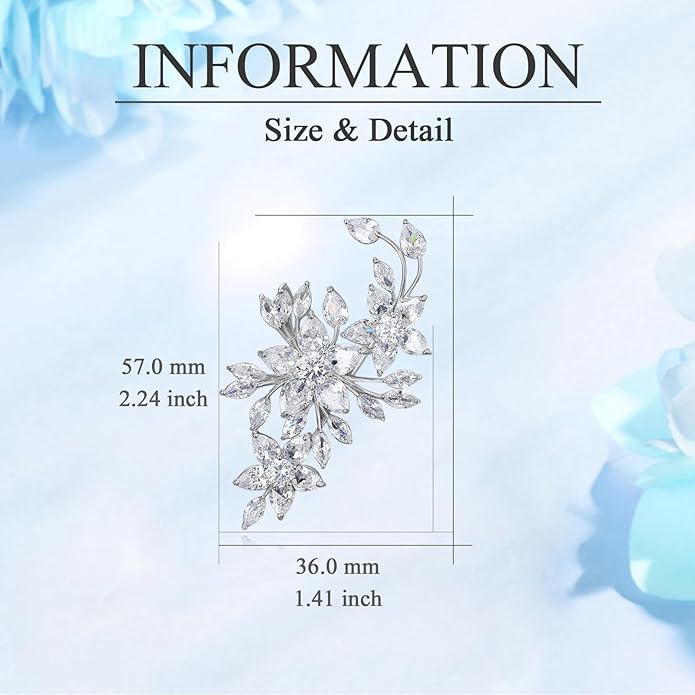Flower Brooch for Women Rhinestone Flower Brooch Pins Floral Brooches Jewelry Gift for Mom Wife