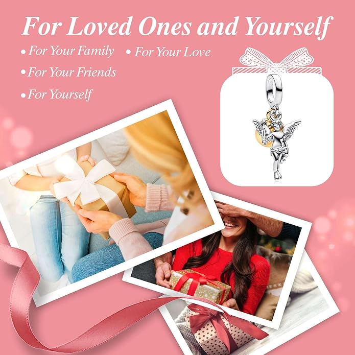 Cute Fashion Heart Charms,S925 Sterling Silver Charm,Bead for Bracelets and Necklaces,For Women Jewelry Present