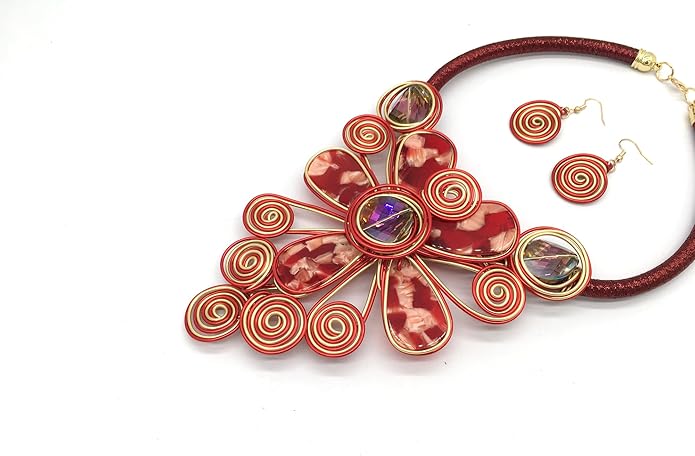 Statement African Necklace For Women African Jewelry Costume Earring Sets Tribal Fashion Colorful Big Rhinestone Crystal Pendent Collar Choker Bold Chunky Bib Handmade