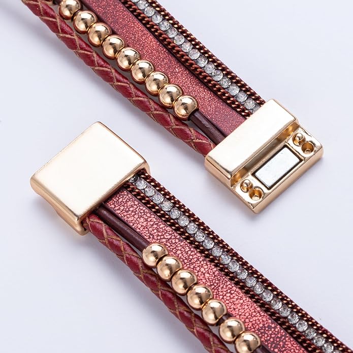FANCY SHINY Boho Leather Wrap Bracelet Stackable Infinity Chunky Cuff Bracelets Western Hippie Outfits Jewelry Valentine Gifts for Women