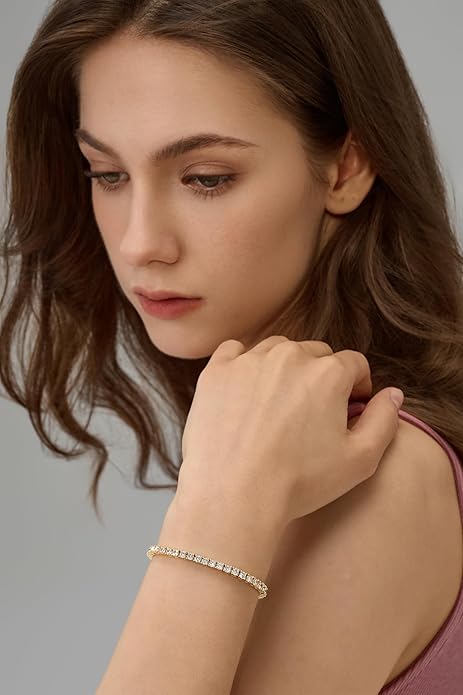 14K Gold Filled Tennis Bracelet for Women-3mm,4mm 5mm CZ Stone Classic Gold Bracelet for Women, Valentines, Mothers, Christmas Jewelry Gift for Women
