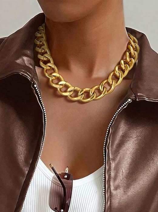 ChainsPro Cuban Link Chain for Women,Stainless Steel Chunky Necklace Silver/Gold Plated Thick Chain Choker, 12/16/20 mm Width,18" and 20" Punk Hip Hop Trendy Non Tarnish Jewelry Gifts