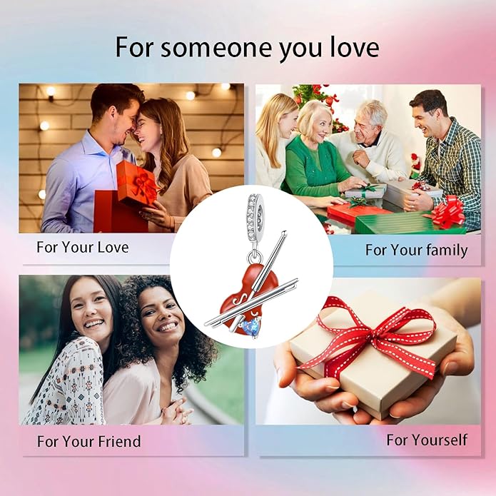 Bible Family Mom Wife Love Heart Dangle Charm 925 Sterling Silver Charms fits Bracelets and Necklace Pendant Bead Charms Jewelry Present for Women Family Friends