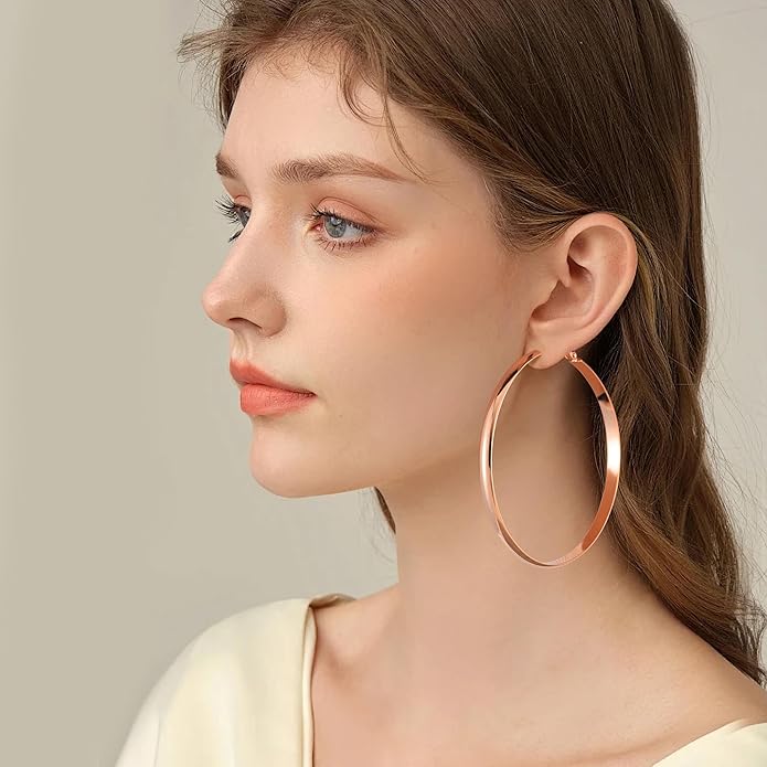 Gacimy 14K Gold Plated Hoop Earrings for Women, 14k Real Gold Plated with 925 Sterling Silver Post, Hypoallergenic Lightweight Thick Hoops Earrings for Women Trendy