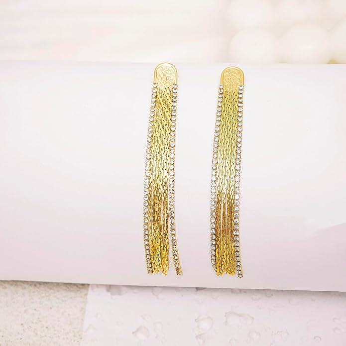 Gold Earrings for Women Trendy, Simple Dainty 14K Gold Plated Paperclip Square Chain Link Dangle Hoops Earrings Pin Stud Huggie Earrings Lightweight Hypoallergenic Minimalist Aesthetic Gold Jewelry for Christmas Gifts
