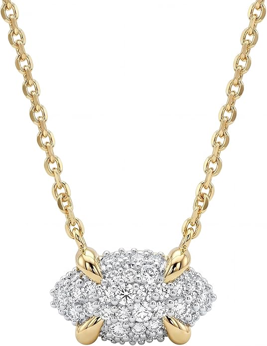 MEVECCO Dainty Gold Necklace For Women 18k Gold Plated Full CZ Pendant Necklace Handmade Necklace Jewelry Everyday Wear