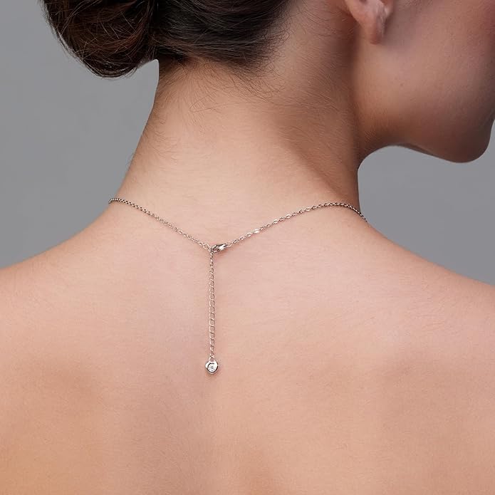 Valentines Day Moissanite Pendant Necklace for Women – 925 Sterling Silver Necklace for Women Heart Pendant, Dainty Silver Jewelry Gift Box for Mom Wife Girlfriend – Birthday Anniversary