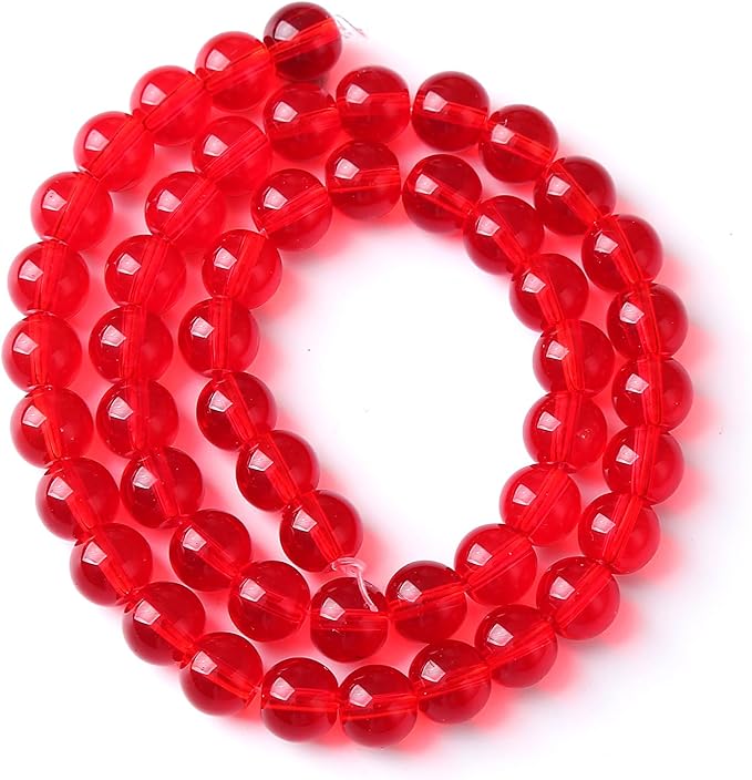 6mm 60pcs Garnet Red Glass Crystal Beads Natural Stone Beads for Jewelry Making Crystal Energy Healing Power Stone Beads DIY Bracelet Necklace Accessories (Red Glass, 6mm)