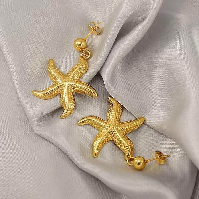 Gold Flower Statement Earrings for Women, Large Chunky Bohomian Summer Beach Floral Earring, Irregular Bold Exaggerated Earrings