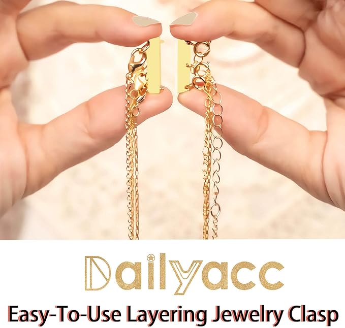 Dailyacc Layering Magnetic Necklace Clasp,18 K Gold and Silver Separator for Stackable Necklaces