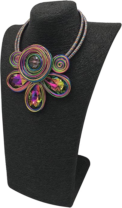 Statement African Necklace For Women African Jewelry Costume Earring Sets Tribal Fashion Colorful Big Rhinestone Crystal Pendent Collar Choker Bold Chunky Bib Handmade