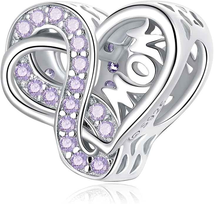 VOROCO 925 Sterling Silver mom Charm for Bracelets Necklaces pendant Charms,Infinity Love Heart Charms for Mother Birthday Christmas day Jewelry Gifts