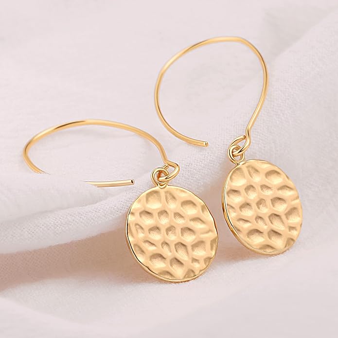 SOFYBJA Dainty 18K Gold Plated Disc Ball Triangle Sunburst Drop Earrings Long Dangle Lightweight Handmade Earrings Jewelry