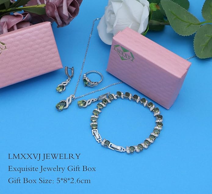 LMXXVJ Jewelry Set for Women,Teardrop Cubic Zirconia Necklace Earrings Adjustable Ring Bracelet Jewelry Set Formal Jewelry Gift