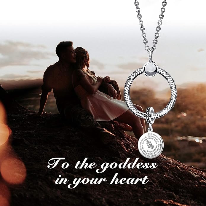Christian Circle Praying Hand Bible Verse Dangle Charm for Pandora Bracelet