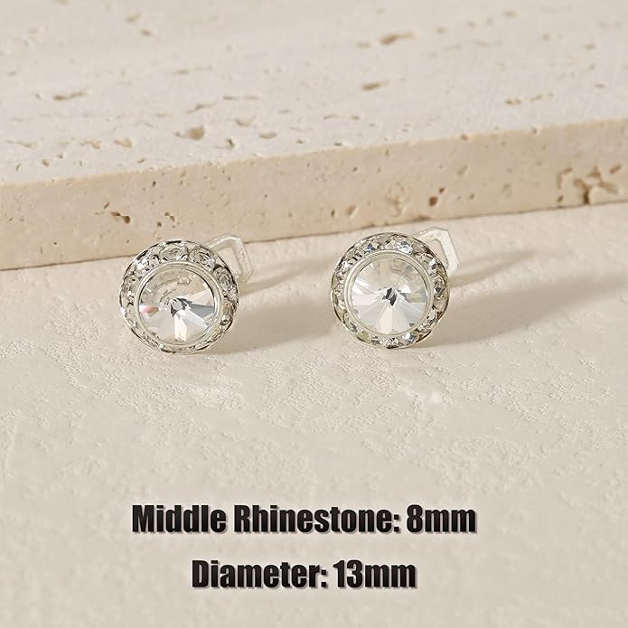 Clip on Dance Earrings for Women Crystal Halo Rhinestone Earrings for Competitions Performance Stage Wedding Party