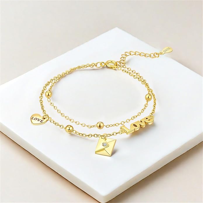 Women's 925 Sterling Silver Bracelet, Non Tarnish 18K Gold Plated Bracelets for Women, Dainty Chain Simple Jewelry Cute Handmade Minimalist for Gift