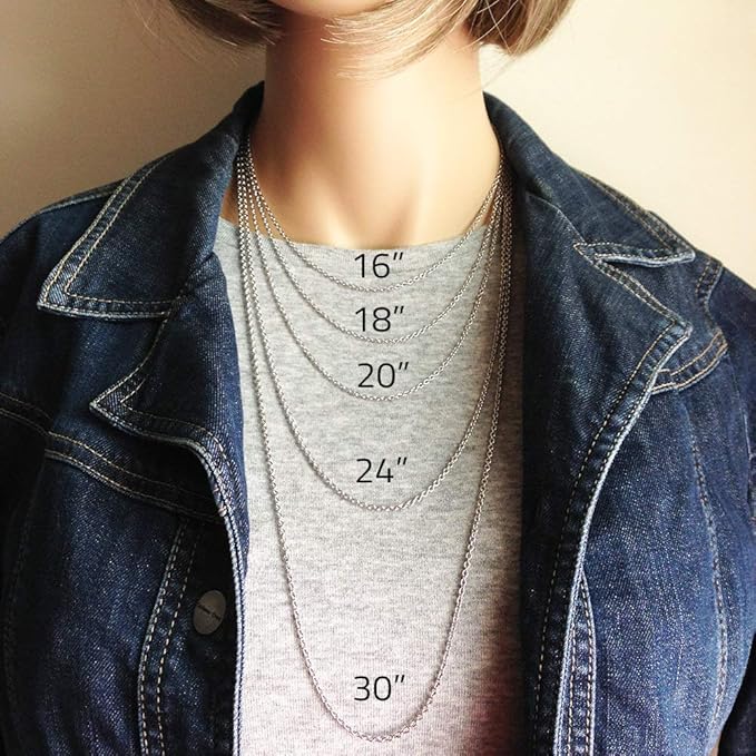 Wholesale 12 PCS Genuine Stainless Steel Fine Cable Chain Necklace Chains Bulk for Jewelry Making 18-30 Inches (30 Inch(2MM))
