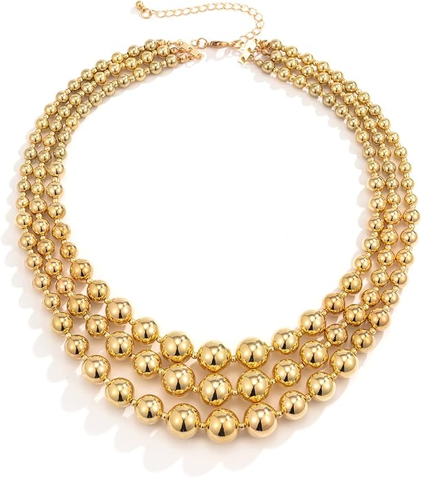 Punk Layered Beads Collar Choker Necklace for Women Chunky Stacking Bead Ball Necklaces Hip Hop Statement Necklace Wedding Jewelry Accessories
