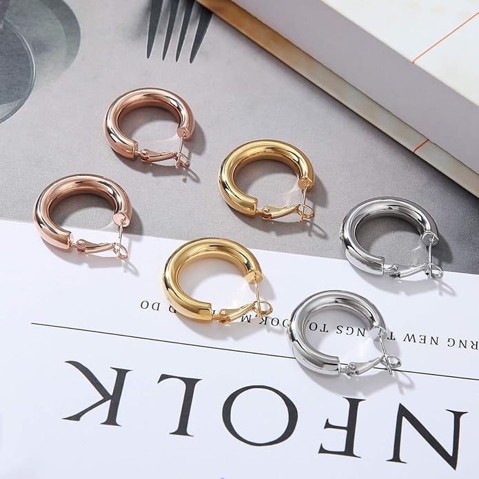 sovesi Chunky Gold Hoop Earrings for Women with 925 Sterling Silver Post, 14K Gold Plated Small Thick Gold Hoops Earrings for Women