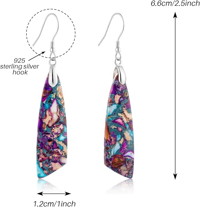 SELOVO Jasper Stone Earrings for Women Trendy Dangle Earrings Fishhook Drop Earrings