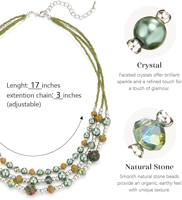 Noessla Beaded Statement Necklaces for Women Layered Chunky Bead Necklace Fashion Costume Jewelry Gifts for Mom